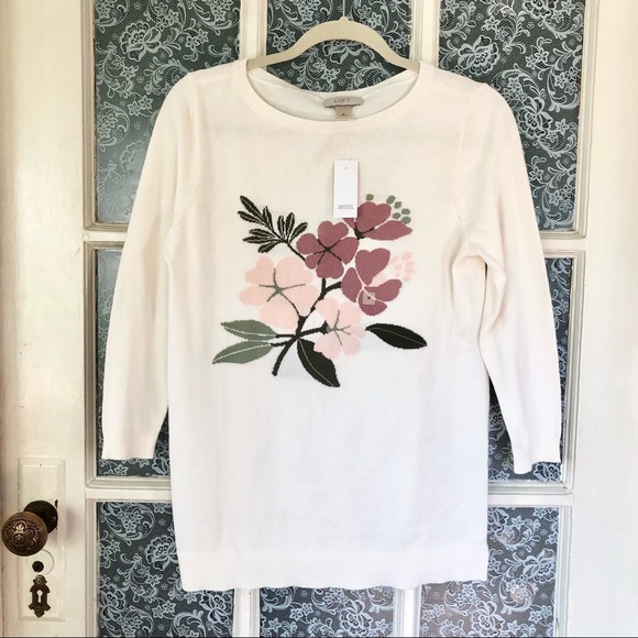 Loft Fashion Sweaters - LOFT OUTLET | NWT! Cream Floral Lightweight Sweater